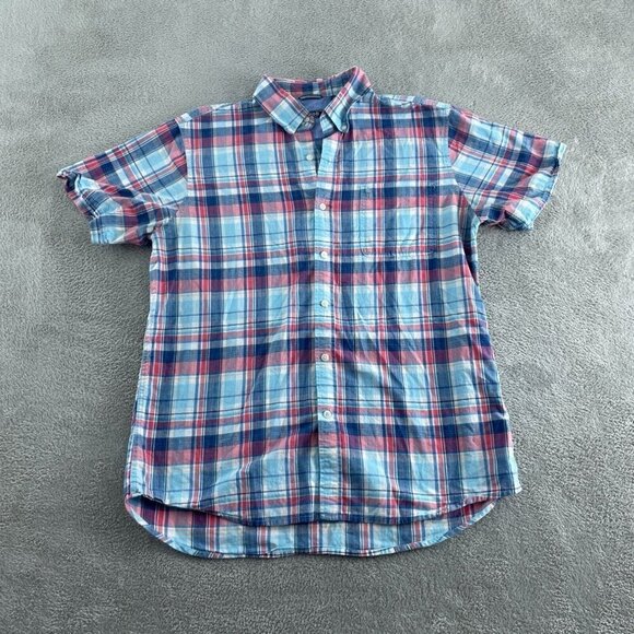 Izod Mens Plaid Short Sleeve Button-Up Shirt L/G 1395 - Picture 1 of 10
